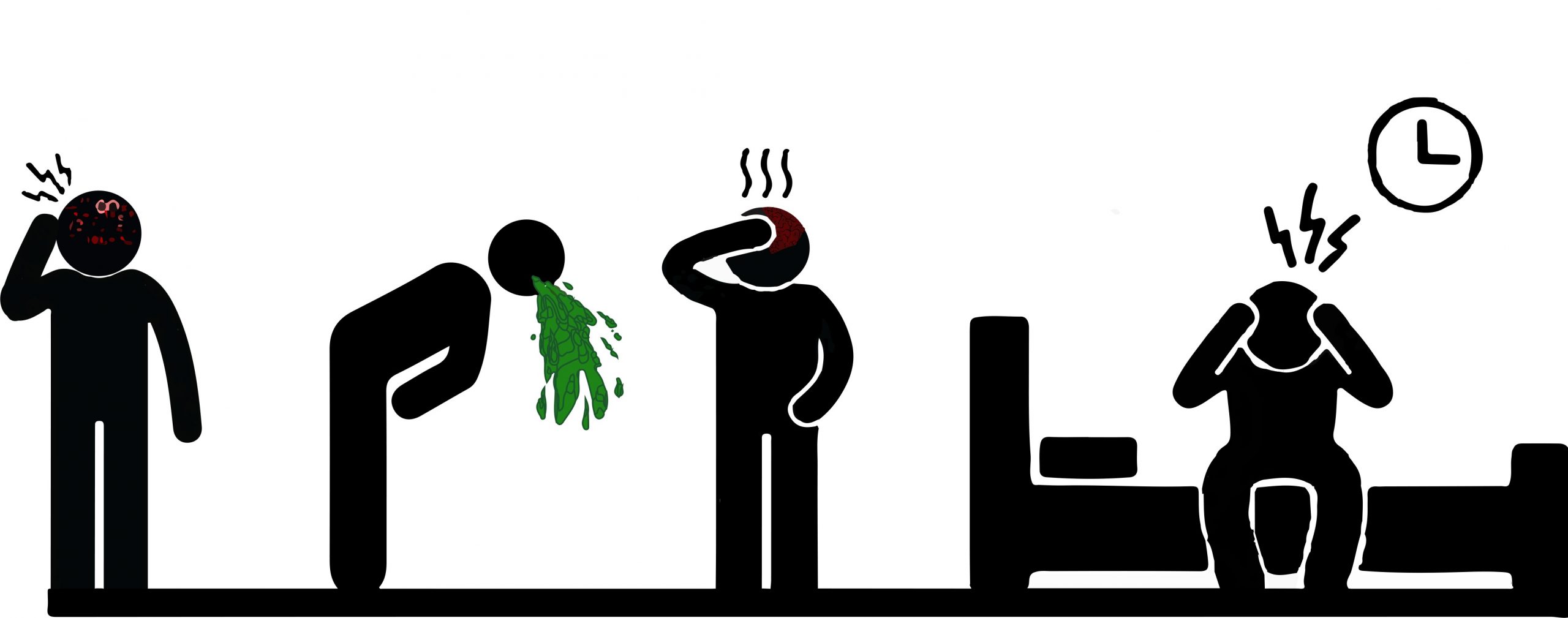 “ANXIETY.jpg” by Jayberries is licensed under CC BY-SA 3.0 Image showing symptoms of anxiety depicted by illustrated figures