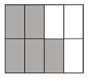 Rectangle divided up into 8 equal parts; five of them are shaded