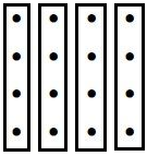 an array of 4 by 4 dots with boxes around the columns