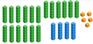 twenty-two base six longs and 5 units