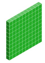 3D Flat - ten long pieces combined into one 10 by 10 by 1 square prism