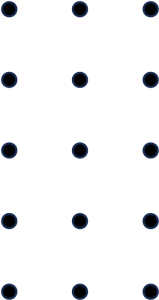 An array of dots, with three columns, 5 dots in each column