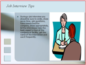 lots of text that is too small to see and a large drawing of an interview between two people