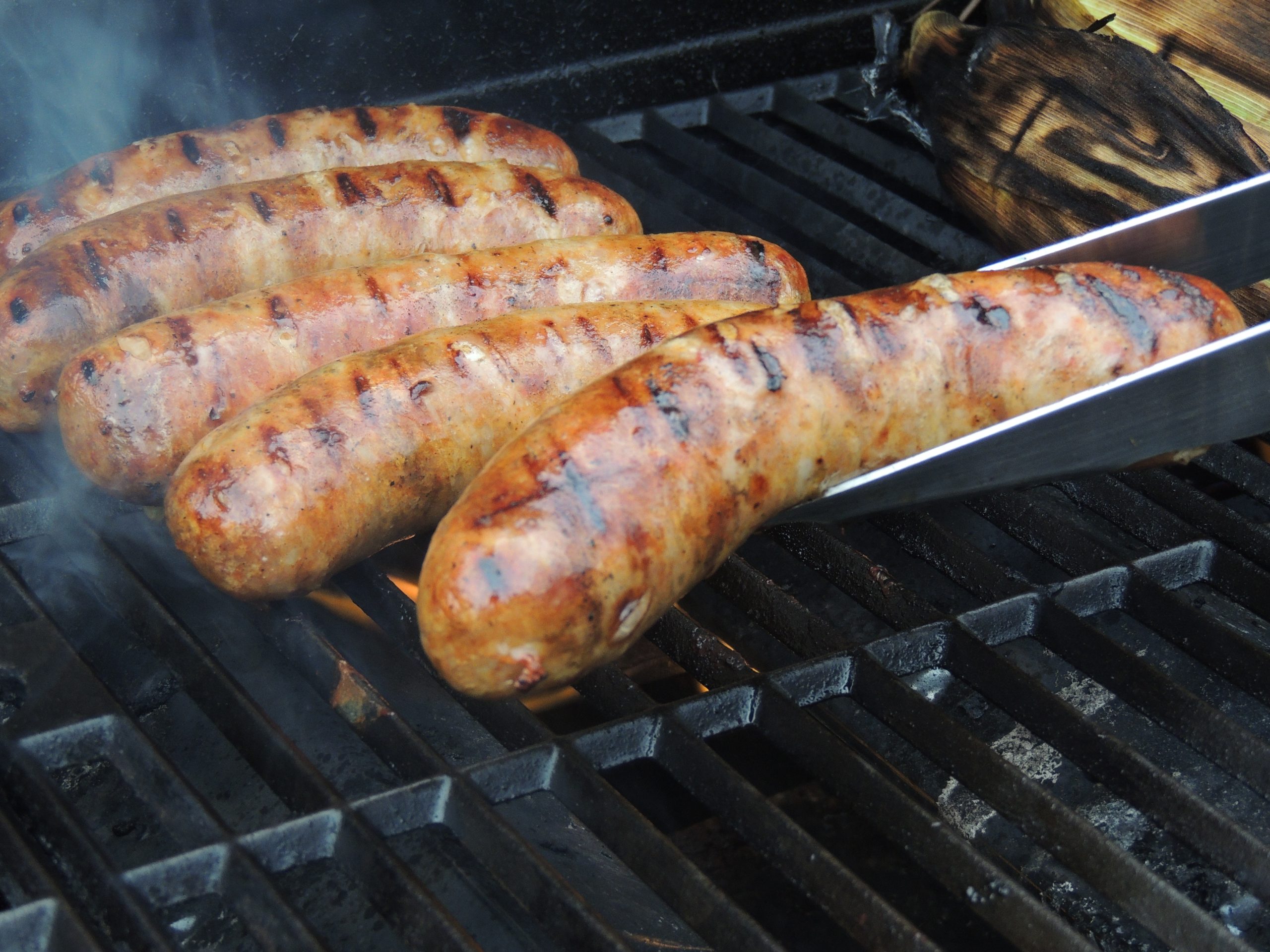 Andouille sausage on the grill.
