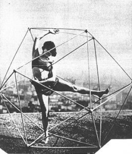 A black and white image of a dancer in a prism.