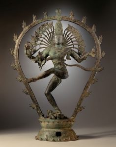 A cast statue of Shiva dancing