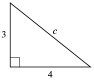 Right triangle with legs labeled 3 and 4.
