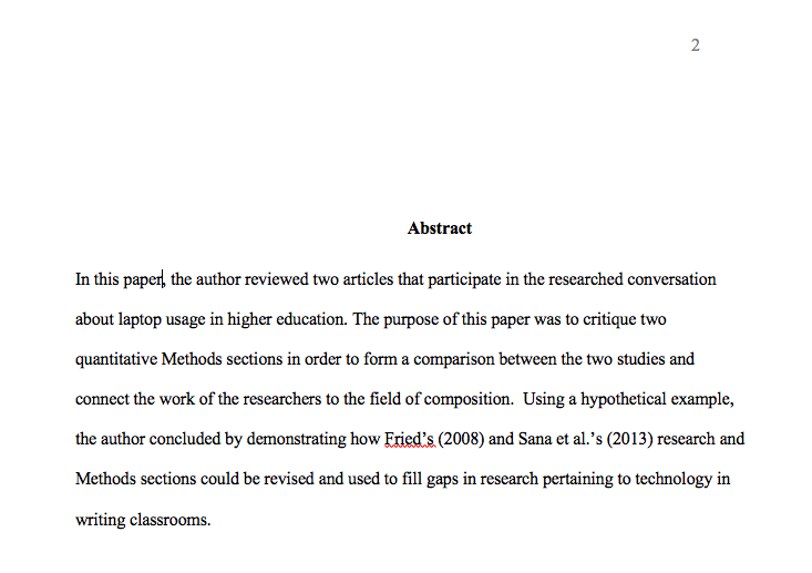 a sample abstract in APA format