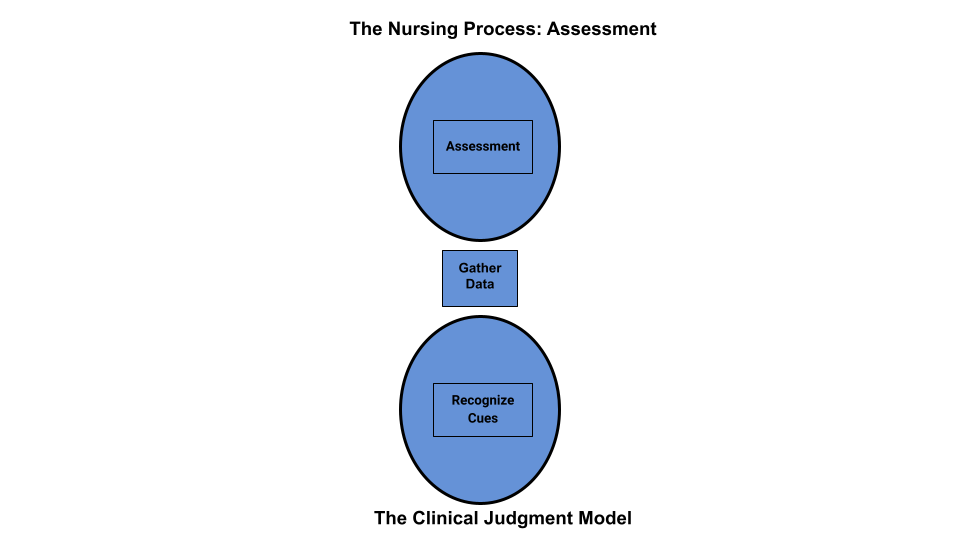 Infographic detailing a Comparison of the Assessment Phase of the Nursing Process to the NCJMM