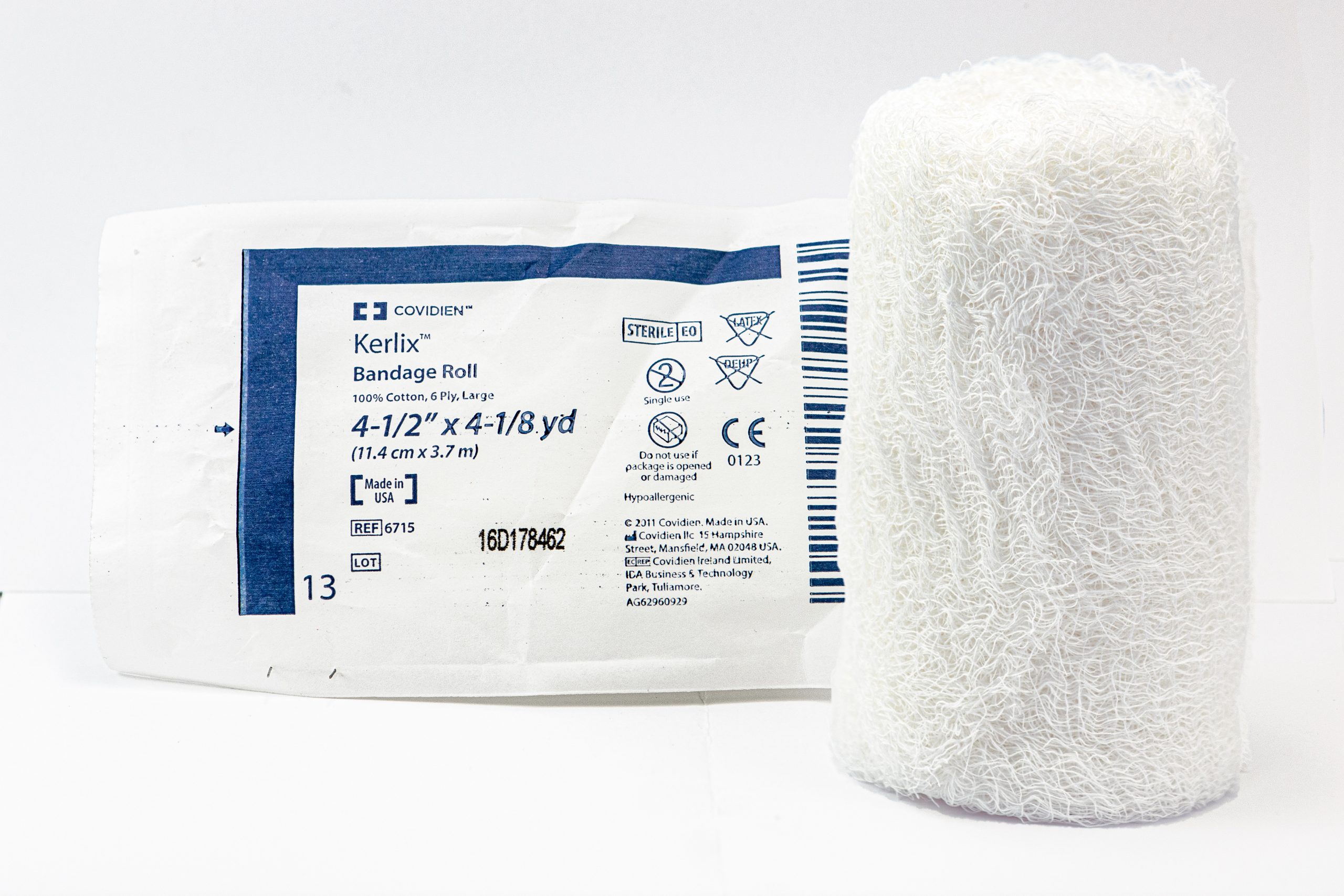 Photo showing Kerlix bandage roll and packaging