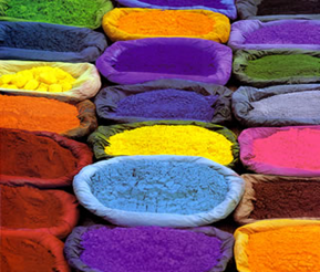 powers of pigment in various containers