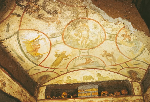 The ceiling from the Catacomb of Saints Pietro and Marcellinus