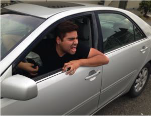 Man yelling from a car