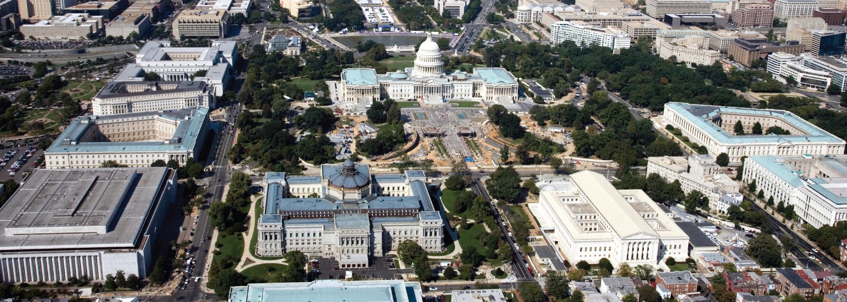 An aerial image of the U. S. Capitol Complex.