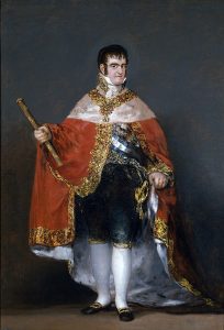 King Ferdinand VII of Spain in royal gown holding scepter