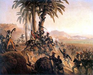 Haitians battling French soldiers