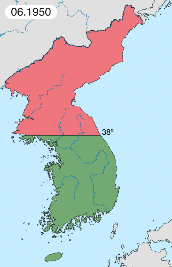 Graphic representation of the changing territory between North and South Korea