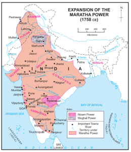 Map showing the expansion of the Maratha Power in India