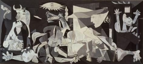 Picasso's abstract painting of people and animals reacting to the horrors of the bombing of Guernica during the Spanish Civil War