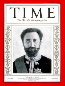 Photographic portrait of Ethiopian King Haile Selassie on the cover of Time magazine