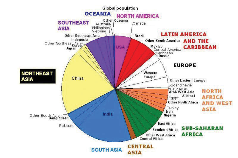 Pie Chart of the Global Population