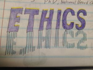 Drawing of word ethics