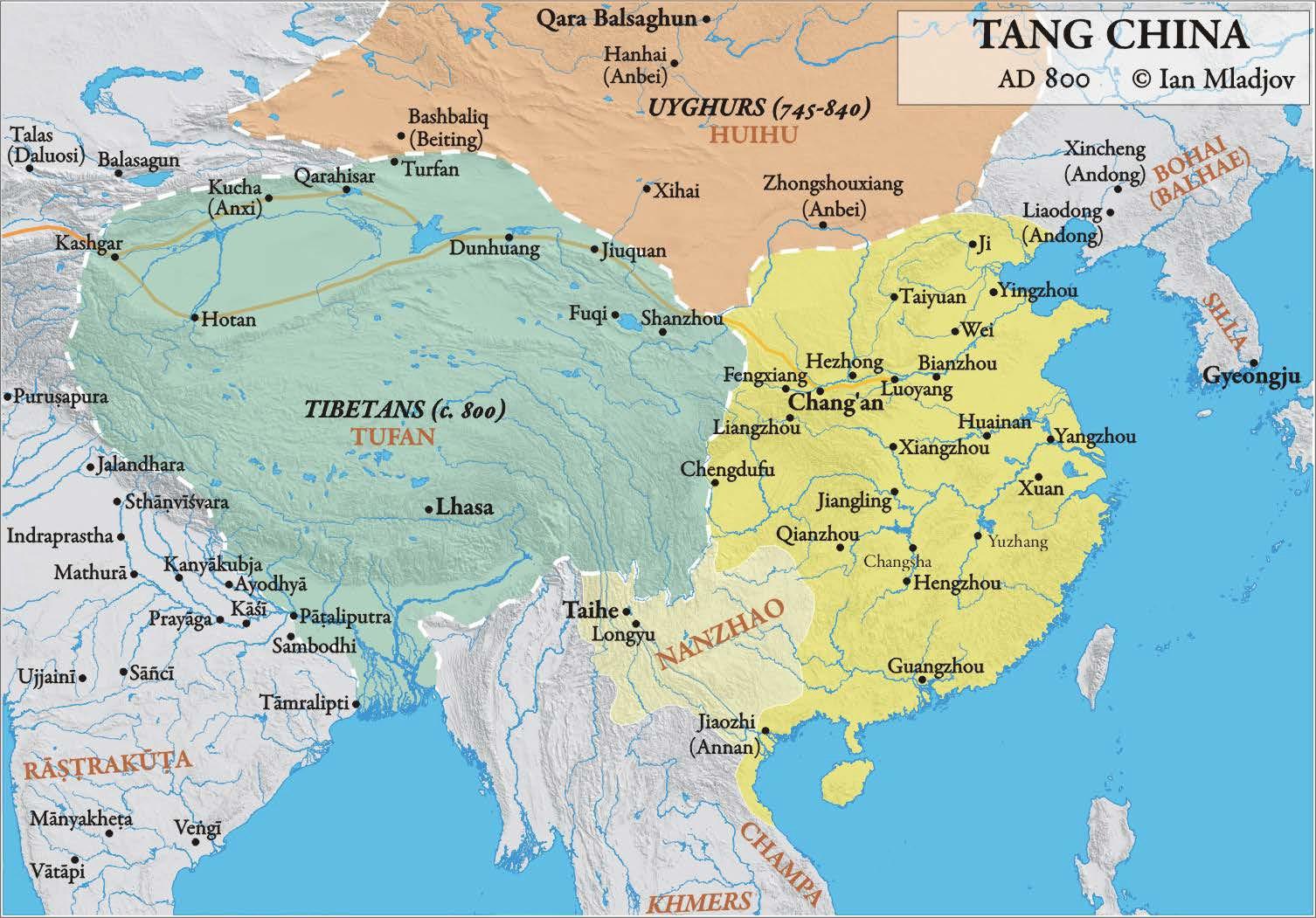 Map of The Tang Dynasty in 800 CE