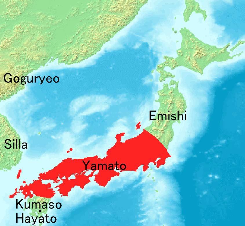 Map depicting extent of the Yamato Kingdom c. seventh century CE