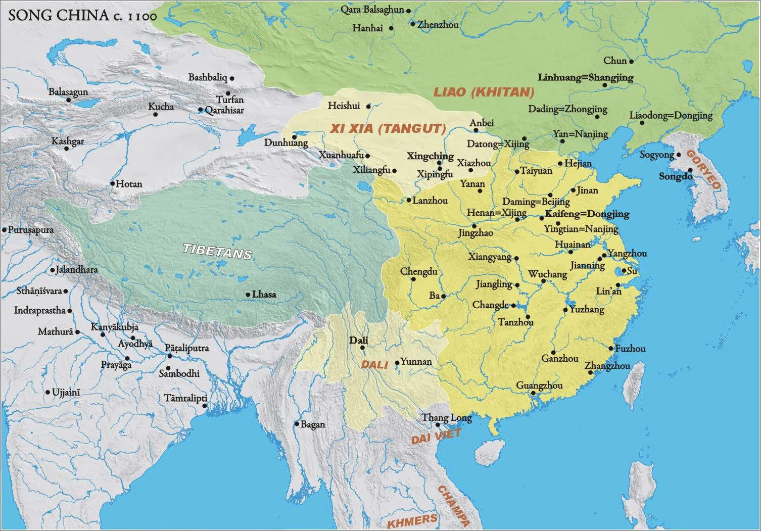 Map of The Northern Song Dynasty in 1100 CE