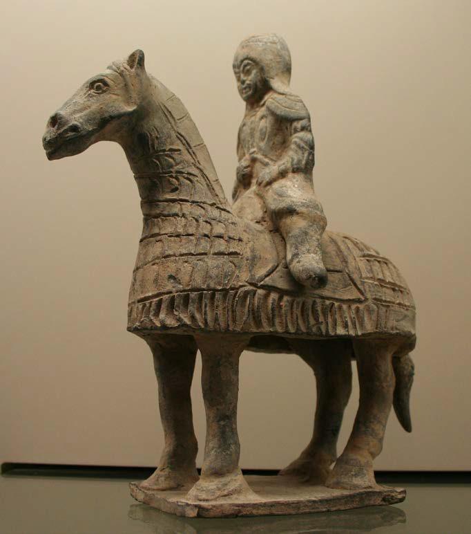 Terracotta figurine depicting a Northern Wei soldier on horseback