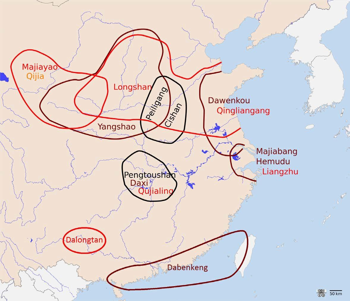 Map showing Neolithic cultures in China c. 4000 BCE