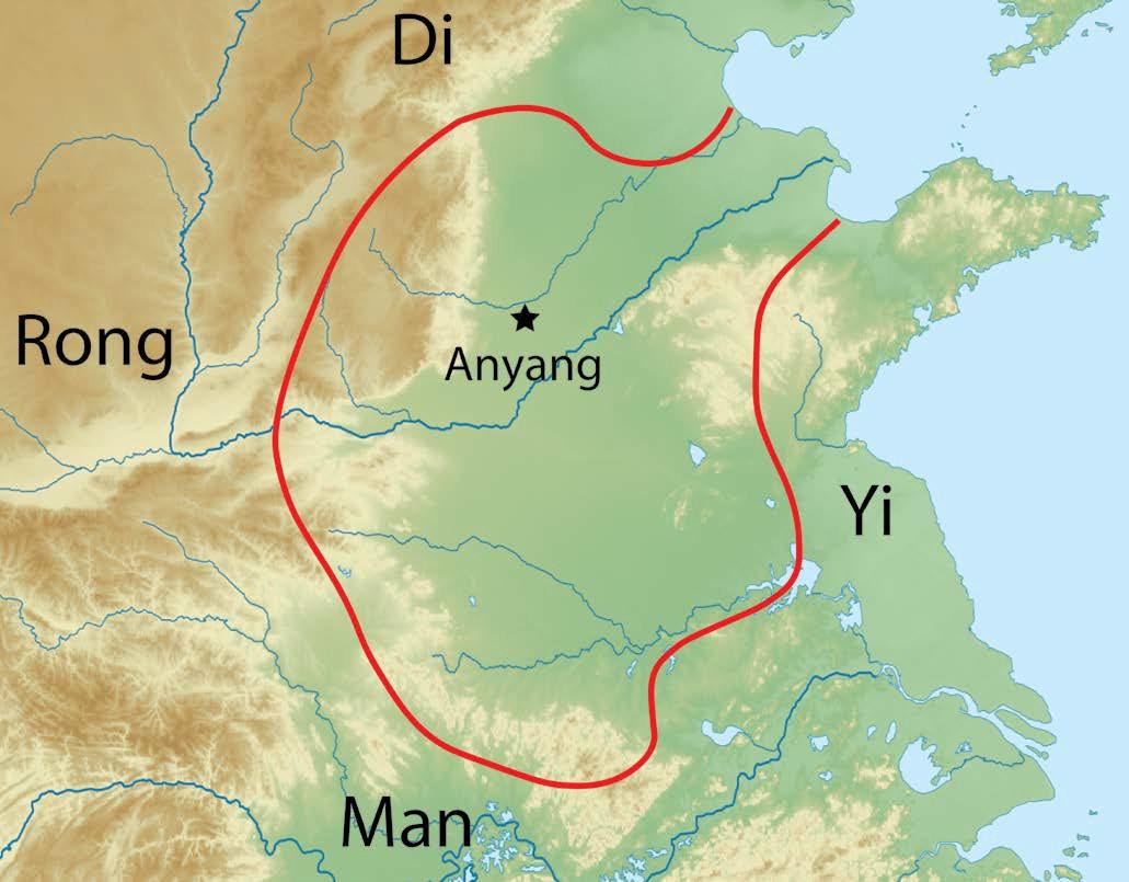 This map of the Shang Dynasty shows its capital (Anyang) and boundaries