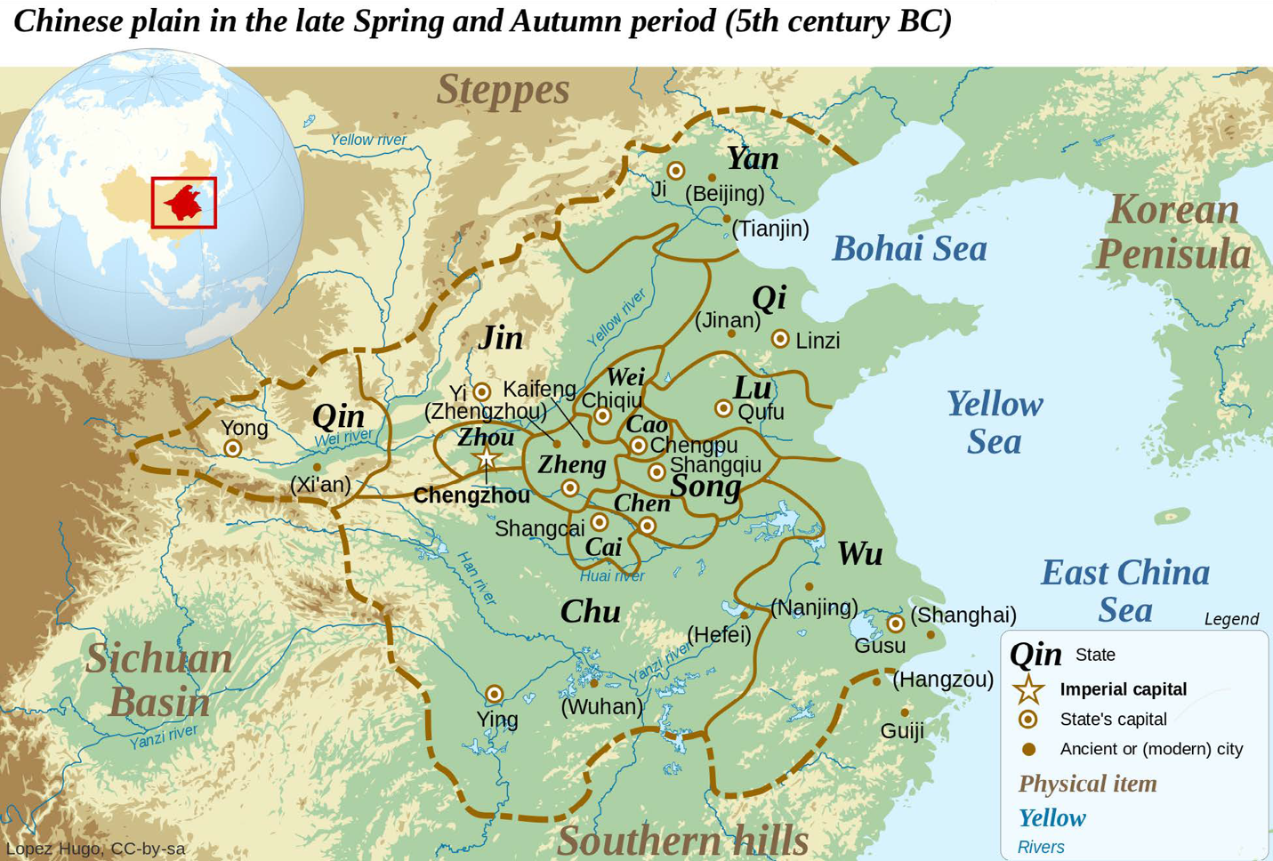 Map of Eastern Zhou States (fifth century)