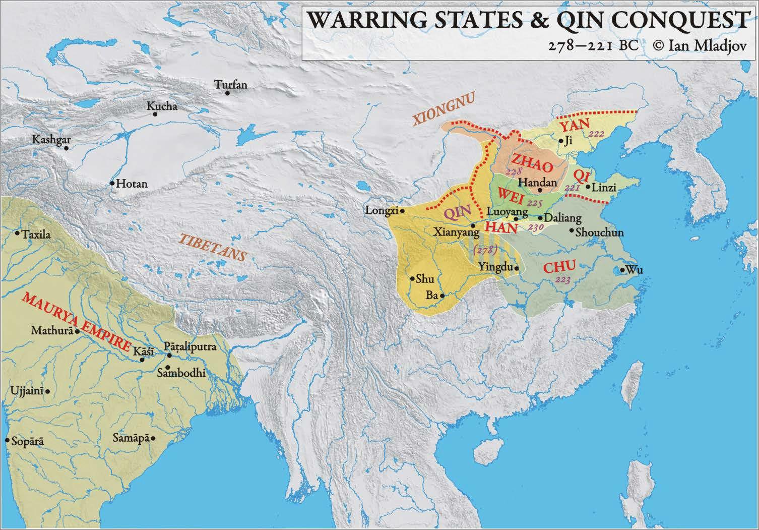 Map of Warring States & Qin Conquest