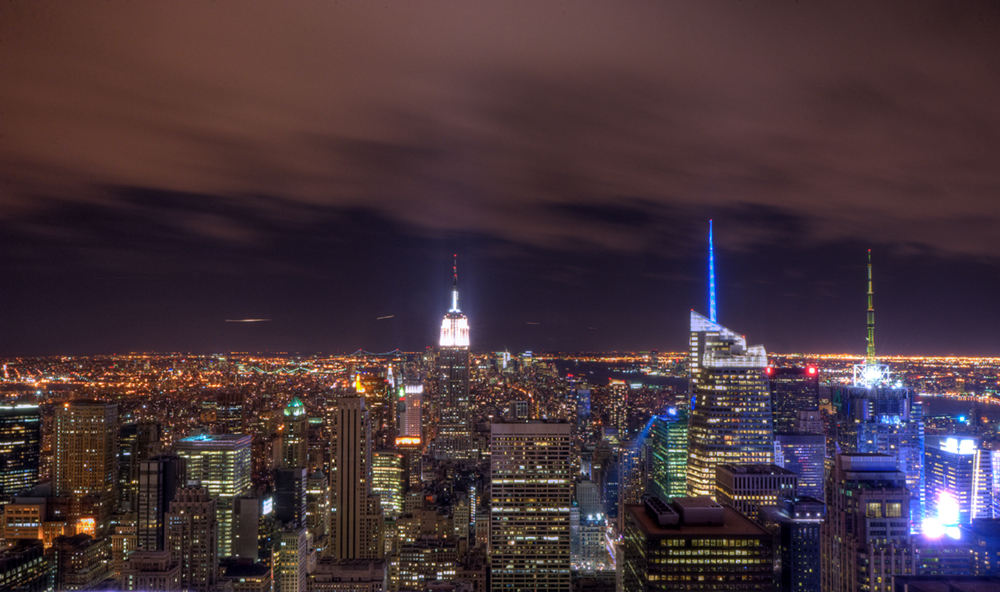 New York skyline at night.