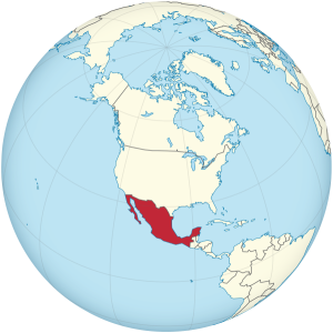 Map of North America highlighting Mexico