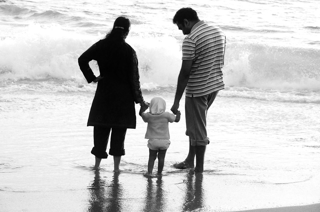 family on the beach