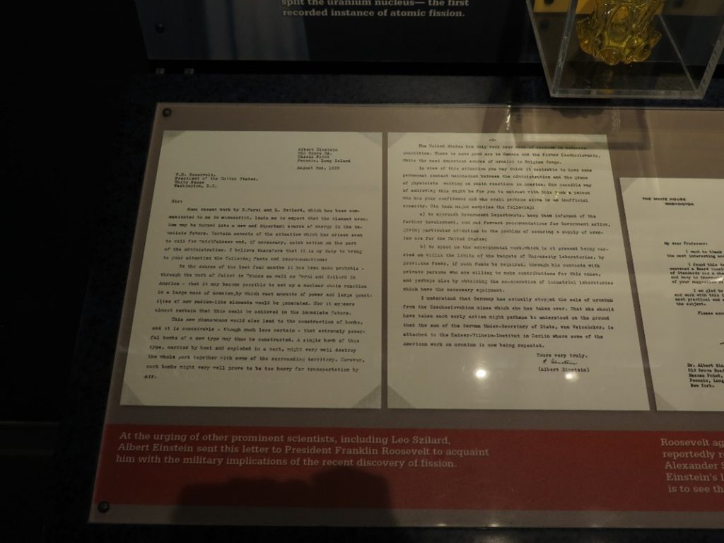 Photograph showing the letter encased in a display.