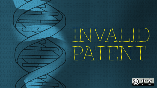 A blue graphic with the words Invalid patent on it