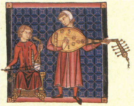 Rebec and Lute Players depicted in Cantigas de Santa Maria