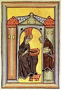 Depiction of Hildegard of Bingen in the Rupertsberger Codex of her Liber Scivias