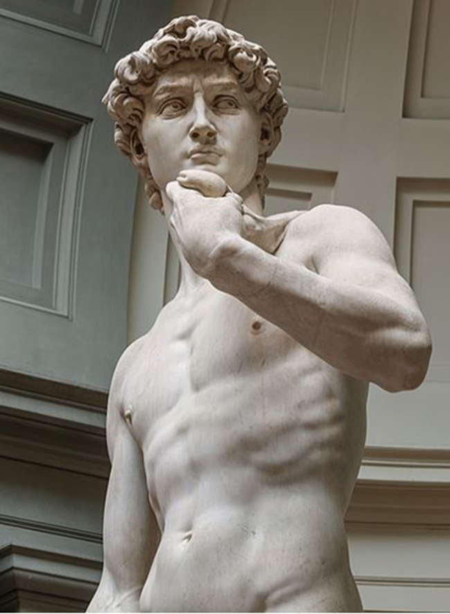 Michelangelo's rendition of David preparing to fight Goliath