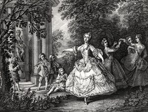 An engraving of Mademoiselle SAlle