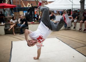 Terrence Morgan perfoming a Hip Hop dance Move.