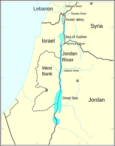 Map showing The Jordan River