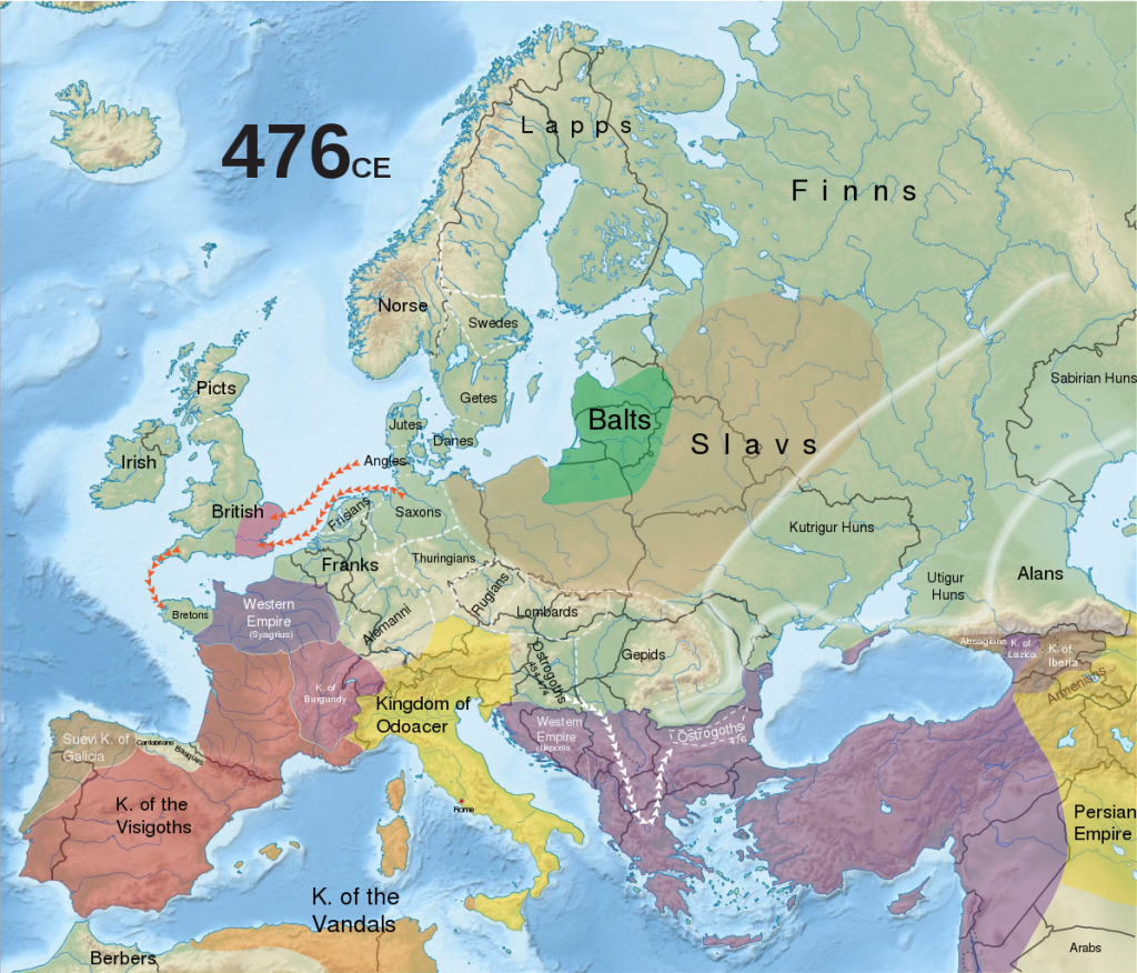 Map of Historical map of Europe in 476 CE