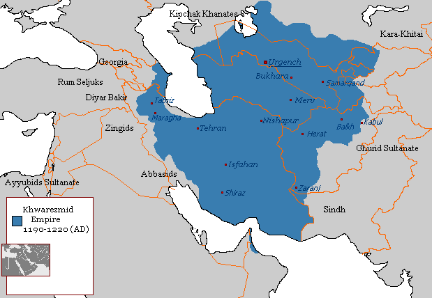 Map of the Khwarezmian Empire, 1190-1220 CE