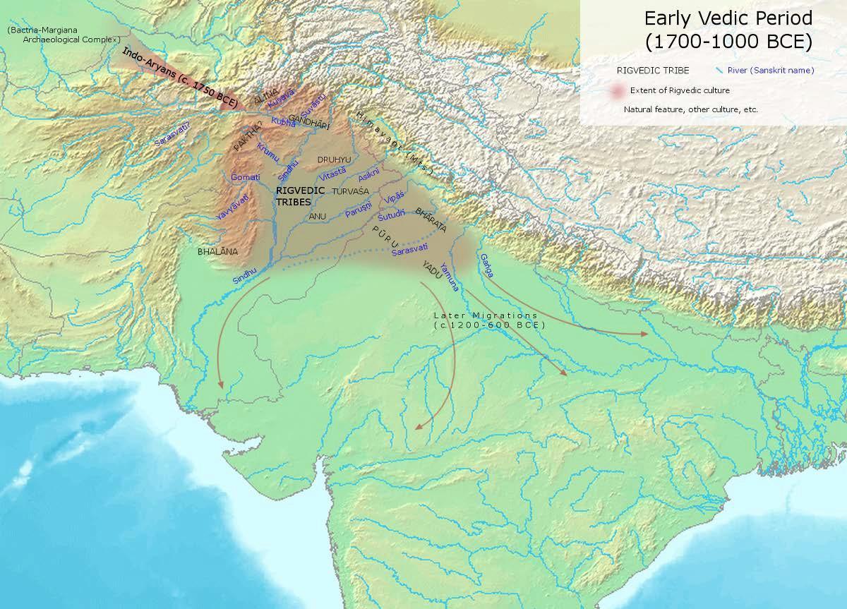 Map of Early Vedic Culture (1700-1000 BCE)
