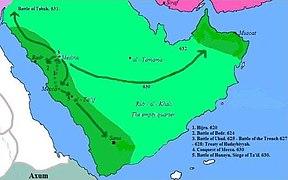 Map of Islamic Expansion, 620-638.