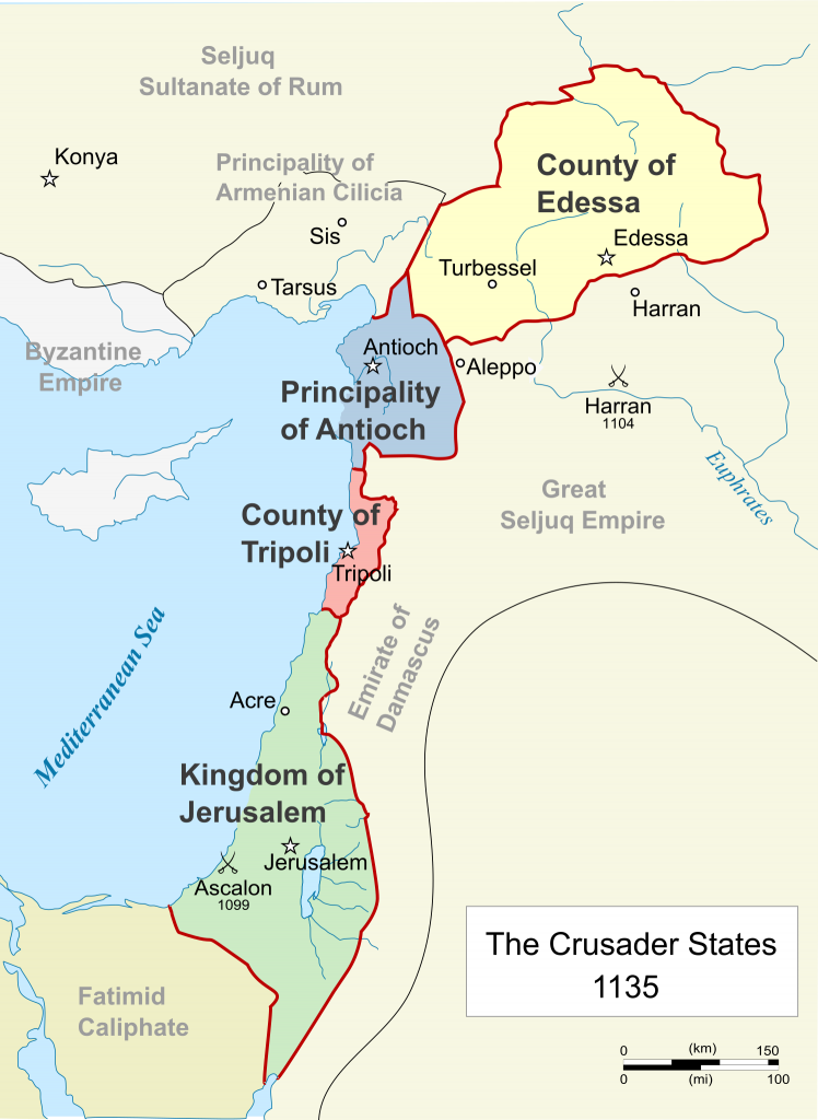 Map of The Crusader States in 1135